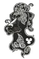Black lab face inside of a shamrock with celtoc knots   tattoo design idea