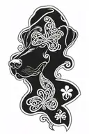 Black lab face inside of a shamrock with celtoc knots   tattoo design idea