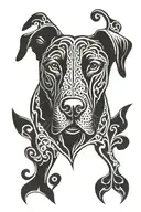 Black lab face inside of a shamrock tattoo design idea