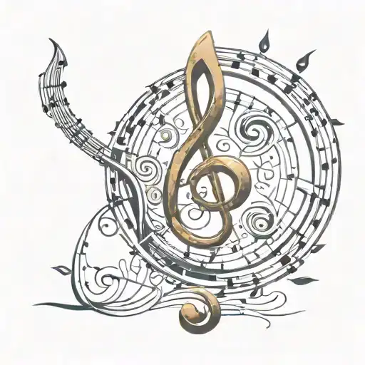 music note and trishul Om tattoo design idea