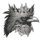 raven wearing a crown tattoo design idea