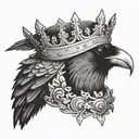 raven wearing a crown tattoo design idea