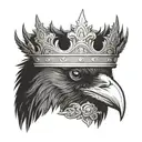raven wearing a crown tattoo design idea