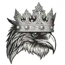 raven wearing a crown tattoo design idea
