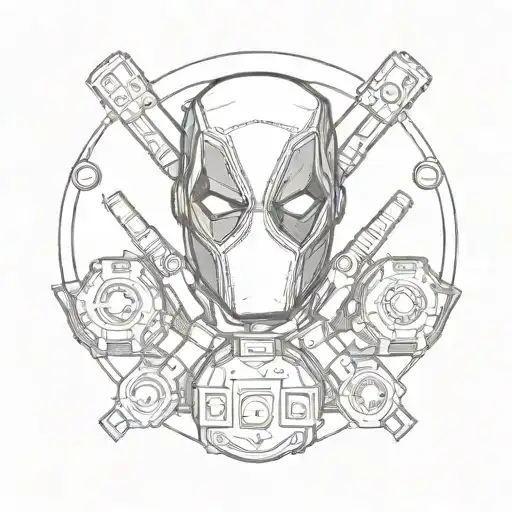 deadpool logo and PlayStation buttons tattoo design idea