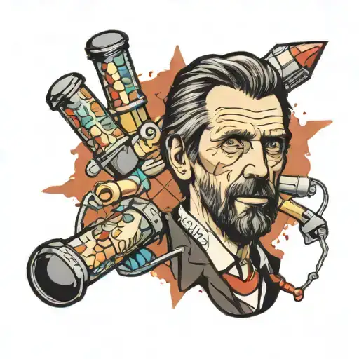 dr house pills and stick  tattoo design idea