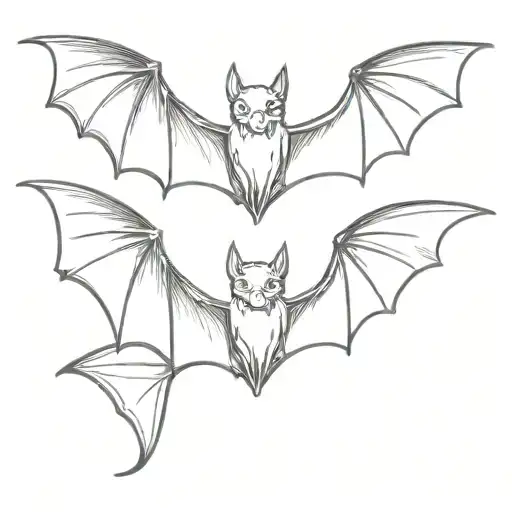 bat flying with one ear an e and the other ear an a tattoo design idea