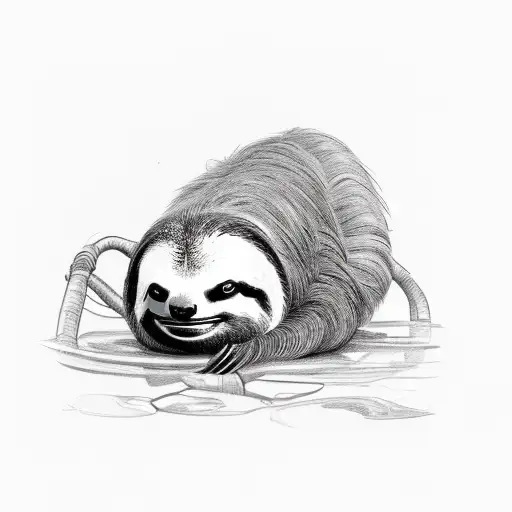sloth lay on wine bottle tattoo design idea