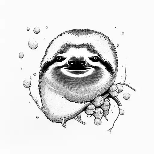 sloth on wine tattoo design idea
