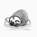 sloth lay on wine bottle tattoo design idea