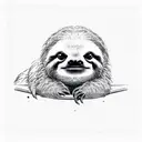 sloth lay on wine bottle tattoo design idea
