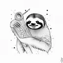 sloth lay on wine bottle tattoo design idea