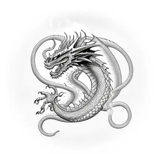 Dragon smoking tattoo design idea