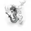 Dragon smoking tattoo design idea