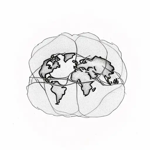 A cannabis leaf intertwined with a world map, symbolizing the love for both travel and 420 tattoo design idea