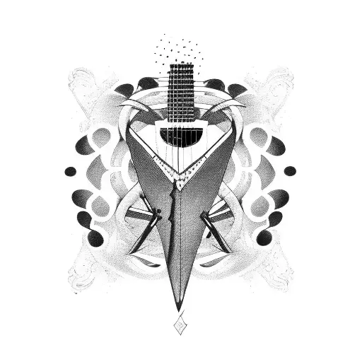 siren and guitar tattoo design idea