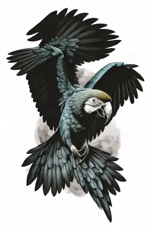 macaw flying tattoo design idea