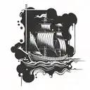 Combine Viking longship with binary code elements tattoo design idea