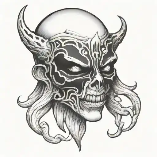 Swiss ghoul mask tattoo design idea