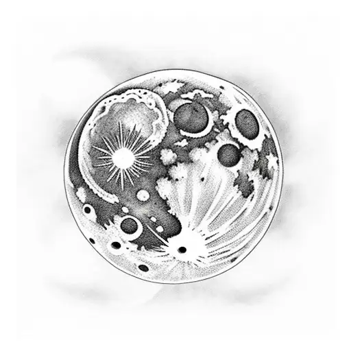 Moon with Tides tattoo design idea