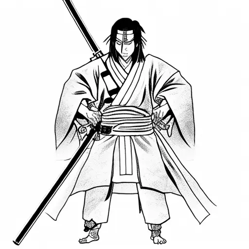 samurai itachi holding a lightsaber in an akatsuki robe tattoo design idea