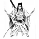 samurai itachi holding a lightsaber in an akatsuki robe tattoo design idea