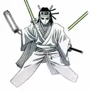 samurai itachi holding a lightsaber in an akatsuki robe tattoo design idea