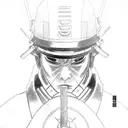 samurai itachi holding a lightsaber  tattoo design idea