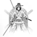 samurai itachi holding a lightsaber  tattoo design idea