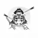 samurai itachi holding a lightsaber  tattoo design idea