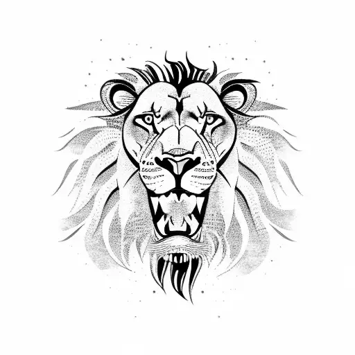 head of a lion and a scorpion  tattoo design idea