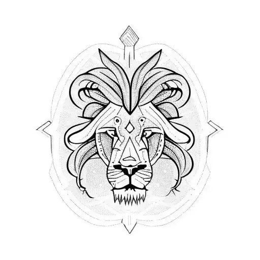head of a lion and a scorpion  tattoo design idea