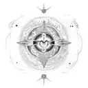 A celestial scene featuring the Libra, Leo, and Cancer zodiac symbols intertwined in a cosmic dance tattoo design idea