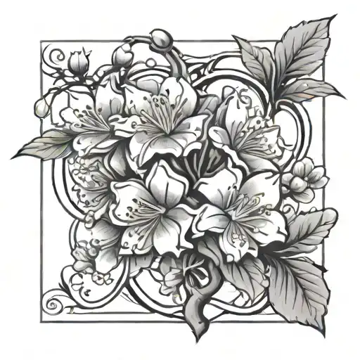 Japanese cherry blossom connect to a heart at the stem tattoo no color tattoo design idea