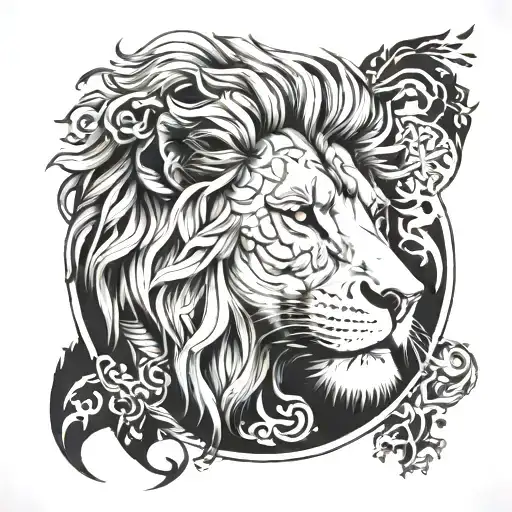 lion, warrior, time, karma, present moment,  tattoo design idea