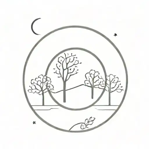 Memory of Dad and trees background looking through lens tattoo design idea