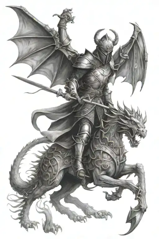 medieval Fantasy, knights, castle, dragons, wizards, etc tattoo design idea