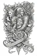Medieval Fantasy leg sleeve tattoo design idea