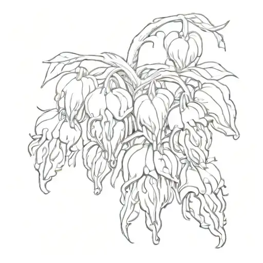 bleeding hearts flower intertwined in hearts tattoo design idea