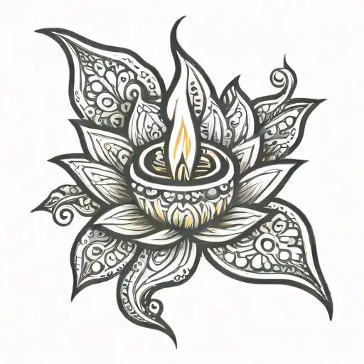 diwali diya tattoo design idea
