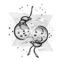 Glowing fireflies dancing around a moonlit lake tattoo design idea