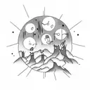 Glowing fireflies dancing around a moonlit lake tattoo design idea