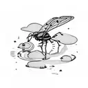 Glowing fireflies dancing around a moonlit lake tattoo design idea