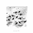 Glowing fireflies dancing around a moonlit lake tattoo design idea