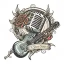Guitar Microphone intertwined tattoo design idea