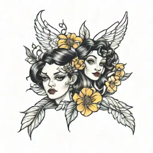kirsty, daisy, lily intertwined tattoo design idea