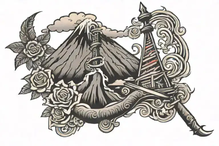 Volcano Pole Pole words tattoo design idea