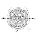 sand clock with wing tattoo design idea