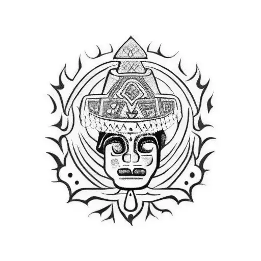 A blend of Classic el Salvadorian folk art by Fernando Llort but includes classic tribal mayan with hints of spiritualis tattoo design idea