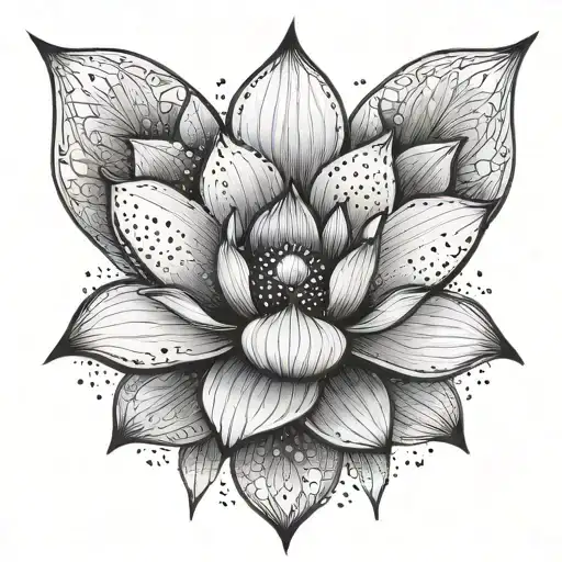 lotus flower large black with the word Family   tattoo design idea